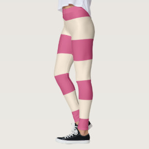 Legging Bandas Brancas Antigas e Rosa Mística
