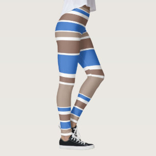 Legging Bandas castanhas e azuis
