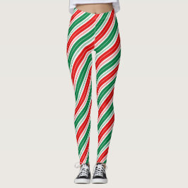 Legging Bandas de cana-de-açúcar verdes e festivas