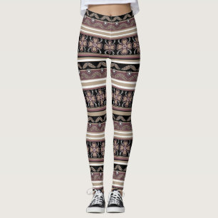 Legging Bandas de ornamento mexicanas pretas e pretas