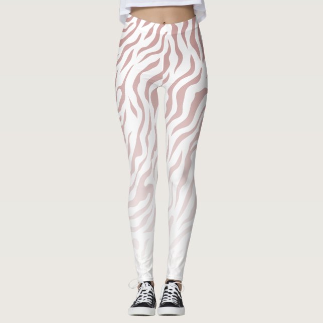 Legging Bandas de Zebra Brancas e Rosa: Na moda (Frente)