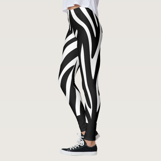 Legging Bandas de Zebra Pretas e Brancas com Sólido Negrit (Esquerda)
