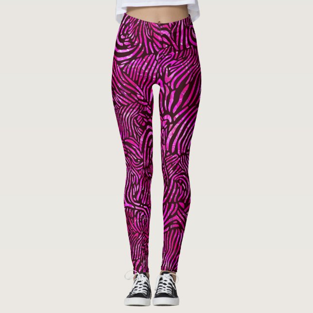 Legging Bandas de Zebra Rosa Quente (Frente)