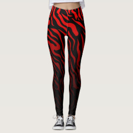 Legging Bandas de Zebra Vermelhas e Negras: Na moda