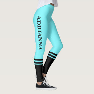 Legging Bandas Horizontais Pretas   Nome   Azul elétrico