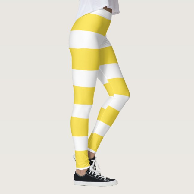 Legging Bandas irregulares - Amarelo-limão-branco (Direita)