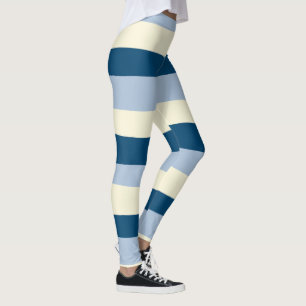 Legging Bandas irregulares - Azul escuro, azul claro e cre