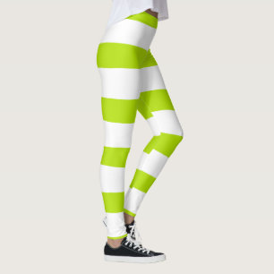 Legging Bandas irregulares em Verde limão e branco