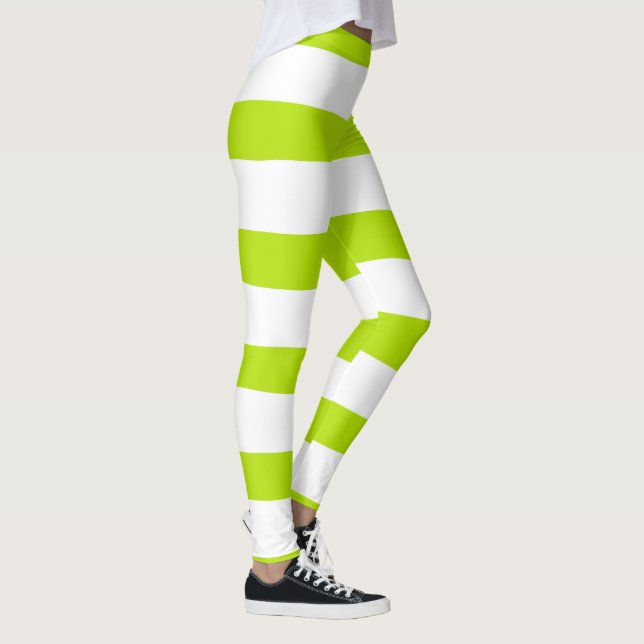 Legging Bandas irregulares em Verde limão e branco (Direita)