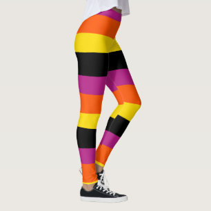 Legging Bandas irregulares - Pretas, Rosa, Laranja e Amare
