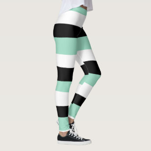 Legging Bandas irregulares - Verde, branco e preto