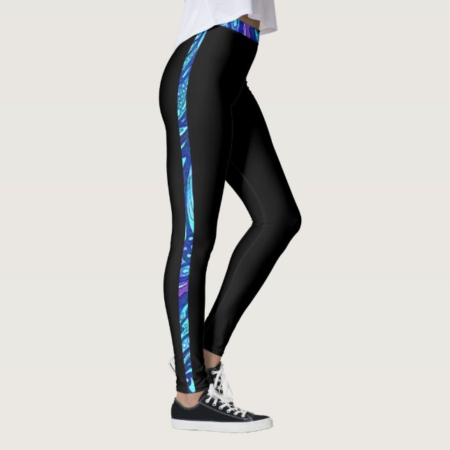 Legging Bandas Pretas E Turquesas (Direita)
