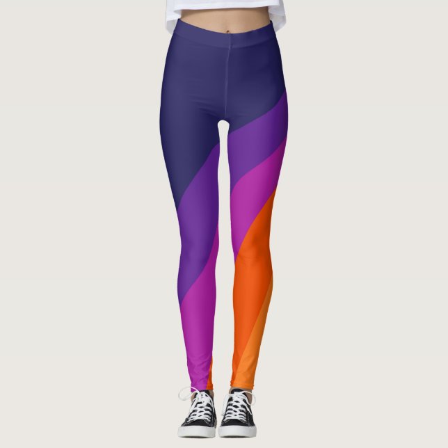 Legging Bandas retrorreflectoras de cor roxa e laranja (Frente)