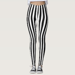 Legging Bandas Verticais Clássicas, Pretas e Brancas
