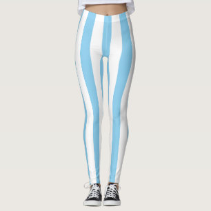 Legging Bandas Verticais de Bebê Azul e Branco de Grande T