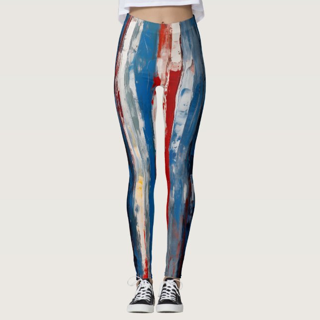 Legging Bandas Verticais Verticais Pintadas Verticais Verm (Frente)
