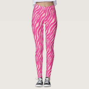 Legging Bandas-zebra - Fúcsia e rosas claro