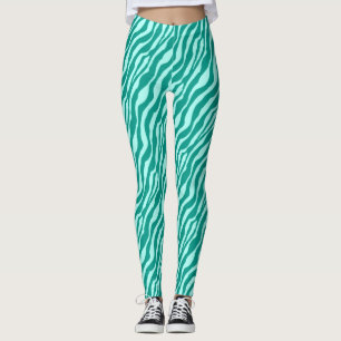 Legging Bandas-zebra - Turquesa e Aqua