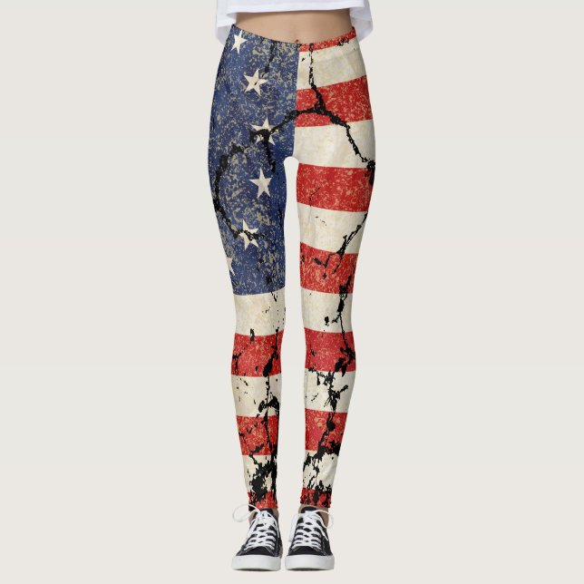 Legging Bandeira 1776 dos E.U., afligida (Frente)