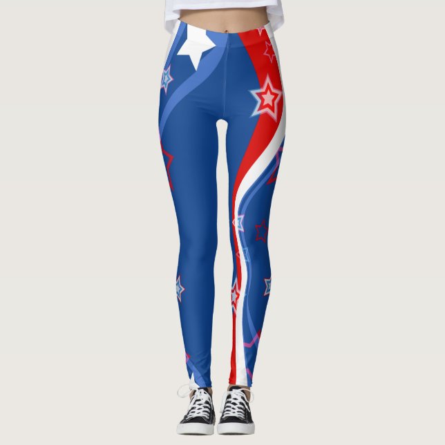 Legging Bandeira abstrato americana Estrelas e Stripes (Frente)