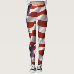 Legging Bandeira americana - branco e azul vermelhos