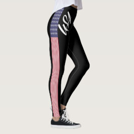 Legging Bandeira Americana Design Negra Side Stripe Sexy