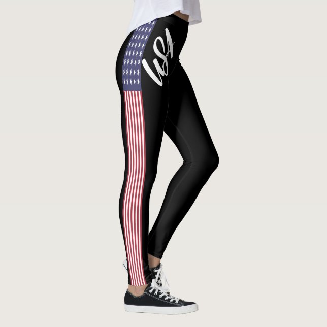 Legging Bandeira Americana Design Negra Side Stripe Sexy (Direita)