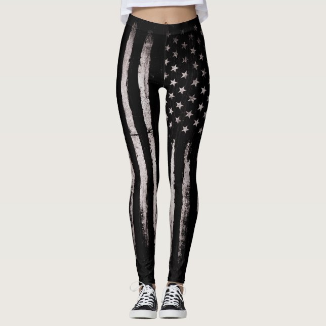 Legging Bandeira americana do Grunge branco (Frente)