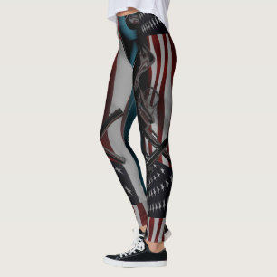 Legging Bandeira americana e dois revólveres cruzados