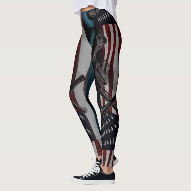 Legging Bandeira americana e dois revólveres cruzados (Esquerda)