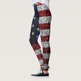 Legging Bandeira americana em caneleiras do gráfico do