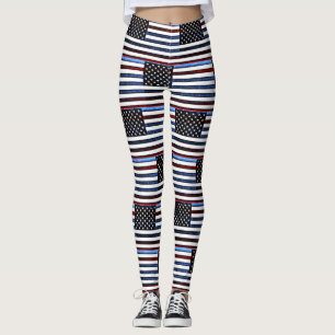 Legging Bandeira Americana Leggg Azul Vermelho Patriótico