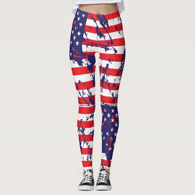 Legging Bandeira Americana Paint Splatter (Frente)