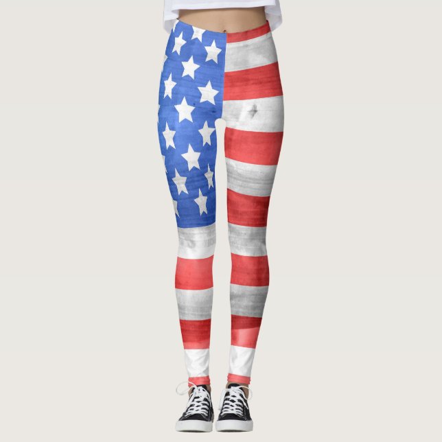 Legging Bandeira Americana Patriótica Russa (Frente)