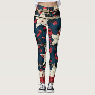 Legging Bandeira Americana Rústica com Estampa de Leopardo