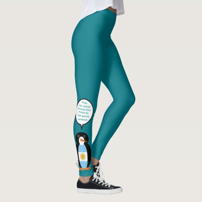 Legging Bandeira argentina falando Sra. Penguin personaliz (Direita)