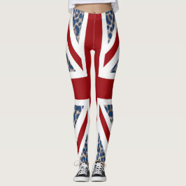 Legging Bandeira azul legal do leopardo de Union Jack