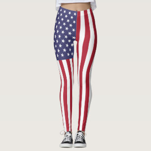 Legging Bandeira Azul Vermelho Patriótico, Estrelas E Ban