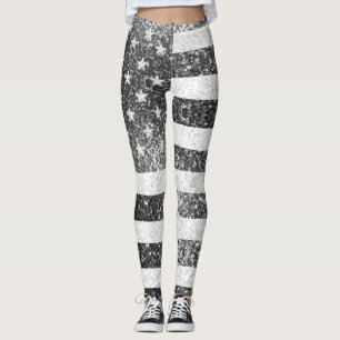 Legging Bandeira branca-negra rusta dos EUA, blusa blusa 4