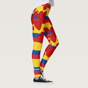 Legging Bandeira colombiana com coração vermelho