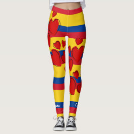 Legging Bandeira colombiana com coração vermelho