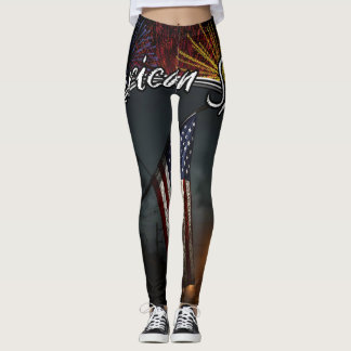 Legging Bandeira Colorida do Espírito Patriótico Americano