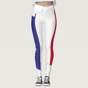 Legging Bandeira da França no Design de Souvenir de Mapa