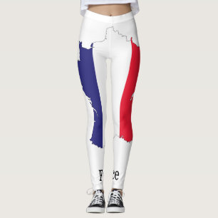 Legging Bandeira da França no Design de Souvenir de Mapa