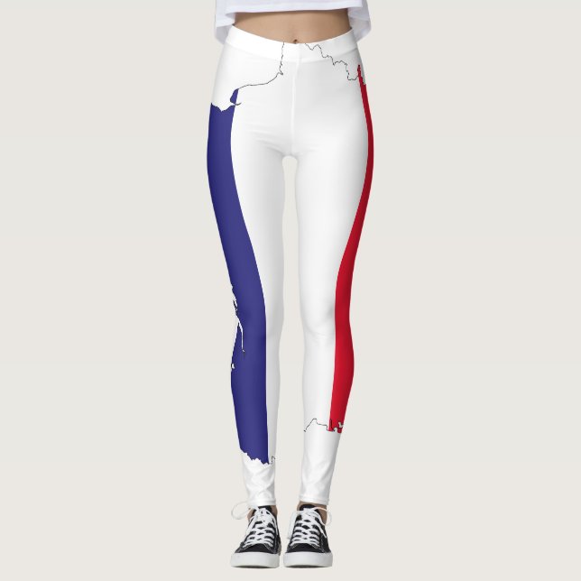 Legging Bandeira da França no Map Souvenir Design (Frente)