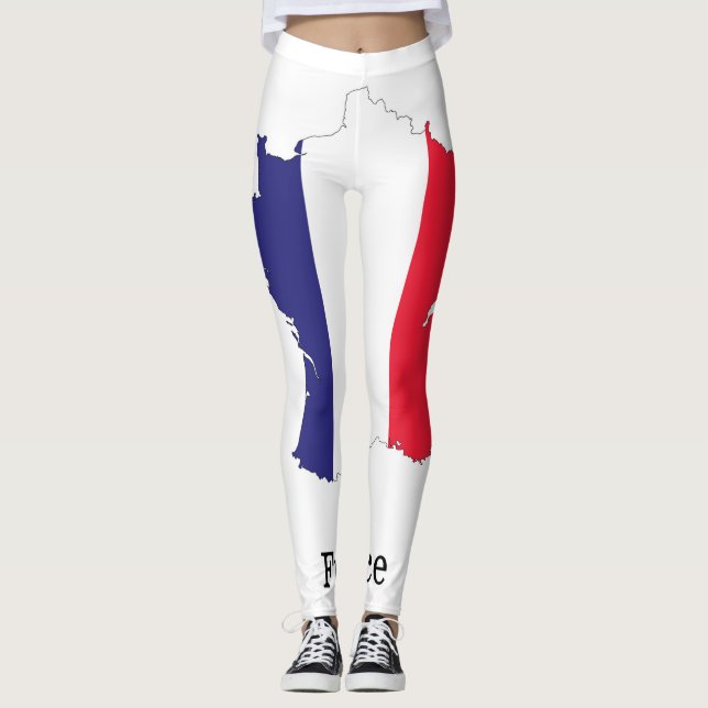 Legging Bandeira da França no Map Souvenir Design (Frente)