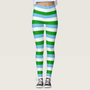 Legging Bandeira da Guatemala listra as linhas verdes do s