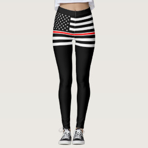 Legging Bandeira da Linha Vermelha Fina: Memorial ao Herói