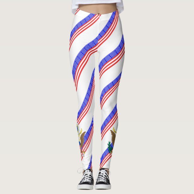 Legging Bandeira das listras dos Estados Unidos (Frente)