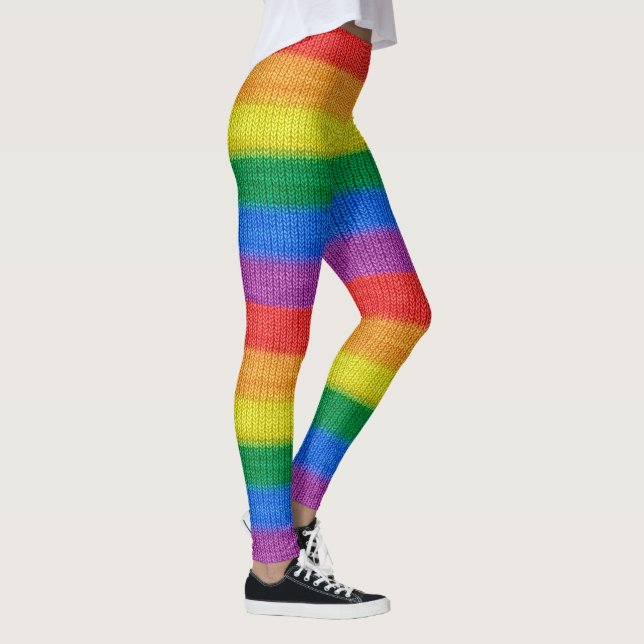 Legging Bandeira do Arco-íris tricô Listras padrão contínu (Direita)
